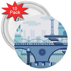 Blue City Building Fantasy 3  Buttons (10 Pack)  by Sudhe