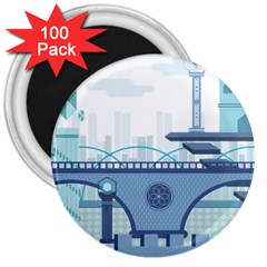 Blue City Building Fantasy 3  Magnets (100 Pack) by Sudhe