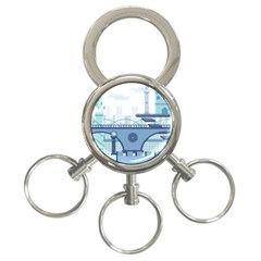 Blue City Building Fantasy 3-ring Key Chain by Sudhe