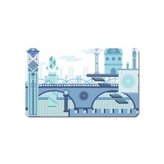 Blue City Building Fantasy Magnet (name Card) by Sudhe