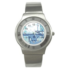 Blue City Building Fantasy Stainless Steel Watch by Sudhe