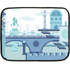 Blue City Building Fantasy Double Sided Fleece Blanket (mini)  by Sudhe