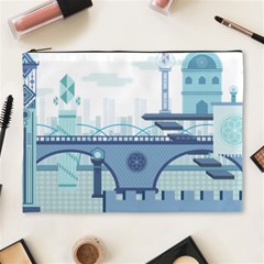 Blue City Building Fantasy Cosmetic Bag (xl) by Sudhe