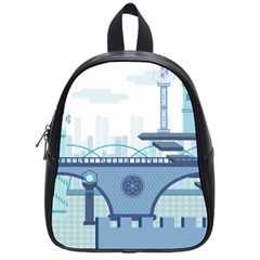 Blue City Building Fantasy School Bag (small) by Sudhe