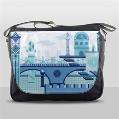 Blue City Building Fantasy Messenger Bag by Sudhe