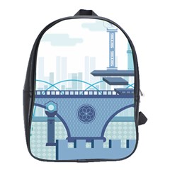 Blue City Building Fantasy School Bag (xl) by Sudhe