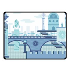 Blue City Building Fantasy Double Sided Fleece Blanket (small)  by Sudhe