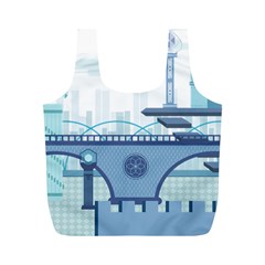 Blue City Building Fantasy Full Print Recycle Bag (m) by Sudhe