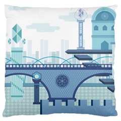 Blue City Building Fantasy Standard Flano Cushion Case (two Sides) by Sudhe