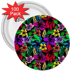 Flowers 3 3  Buttons (100 Pack)  by ArtworkByPatrick