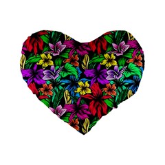 Flowers 3 Standard 16  Premium Flano Heart Shape Cushions by ArtworkByPatrick