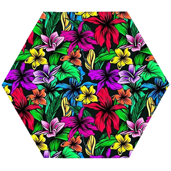 Flowers 3 Wooden Puzzle Hexagon