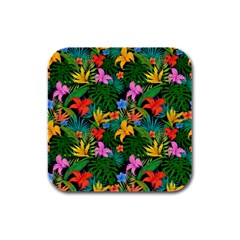 Flowers 4 Rubber Square Coaster (4 Pack)  by ArtworkByPatrick