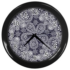 Flowers mandala Wall Clock (Black)