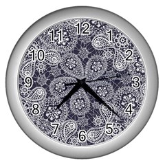 Flowers mandala Wall Clock (Silver)