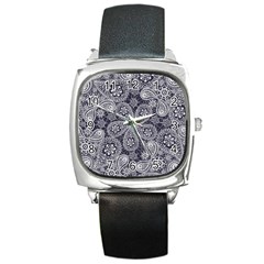 Flowers mandala Square Metal Watch