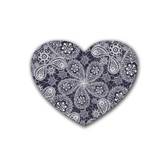 Flowers mandala Rubber Coaster (Heart) 