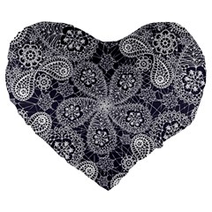 Flowers mandala Large 19  Premium Heart Shape Cushions