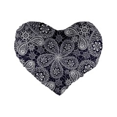 Flowers mandala Standard 16  Premium Flano Heart Shape Cushions