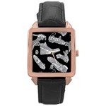 Pattern Shiny Shoes Rose Gold Leather Watch  Front