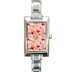 Floral Surface Pattern Design Rectangle Italian Charm Watch