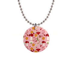 Floral Surface Pattern Design 1  Button Necklace by Sudhe