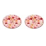 Floral Surface Pattern Design Cufflinks (Oval) Front(Pair)