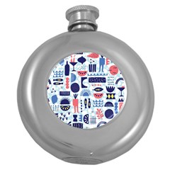 Vector Illustrated Pattern Design Round Hip Flask (5 Oz) by Sudhe