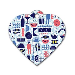 Vector Illustrated Pattern Design Dog Tag Heart (one Side) by Sudhe