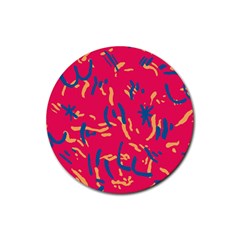 Pattern Booty Faces Rubber Round Coaster (4 Pack)  by Sudhe