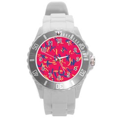 Pattern Booty Faces Round Plastic Sport Watch (l) by Sudhe