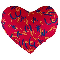 Pattern Booty Faces Large 19  Premium Flano Heart Shape Cushions by Sudhe