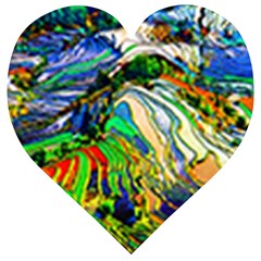 Artistic Nature Painting Wooden Puzzle Heart