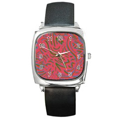 Pattern Saying Wavy Square Metal Watch by Sudhe