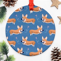 Corgi Patterns Ornament (round) by Sudhe