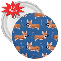 Corgi Patterns 3  Buttons (10 Pack)  by Sudhe