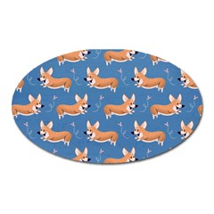 Corgi Patterns Oval Magnet by Sudhe