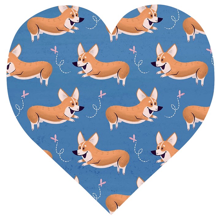 Corgi Patterns Wooden Puzzle Heart