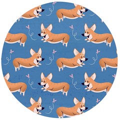 Corgi Patterns Wooden Bottle Opener (round)