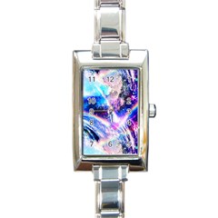 Crystal Wave Pattern Design Rectangle Italian Charm Watch