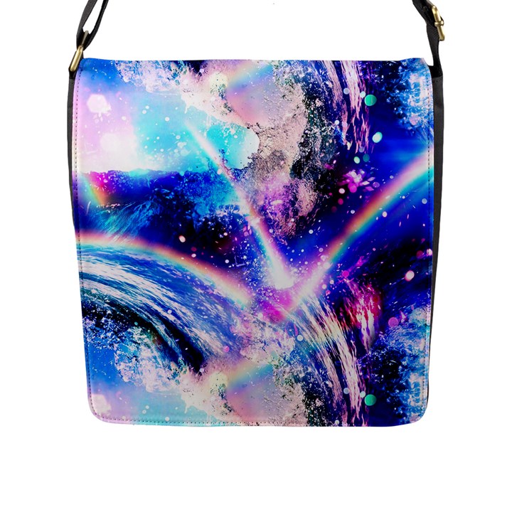 Crystal Wave Pattern Design Flap Closure Messenger Bag (L)