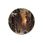 Sunset In The Frozen Winter Forest Magnet 3  (Round) Front