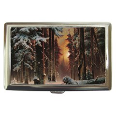 Sunset In The Frozen Winter Forest Cigarette Money Case by Sudhe