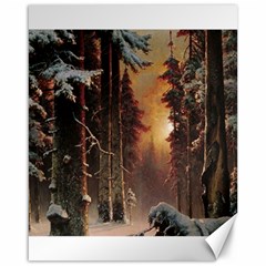 Sunset In The Frozen Winter Forest Canvas 16  X 20  by Sudhe