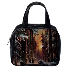 Sunset In The Frozen Winter Forest Classic Handbag (one Side) by Sudhe