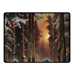 Sunset In The Frozen Winter Forest Fleece Blanket (small) by Sudhe