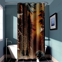 Sunset In The Frozen Winter Forest Shower Curtain 36  X 72  (stall)  by Sudhe