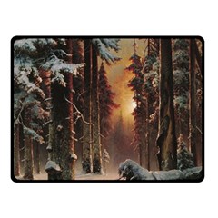 Sunset In The Frozen Winter Forest Double Sided Fleece Blanket (small) 