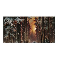 Sunset In The Frozen Winter Forest Satin Wrap by Sudhe