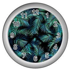 Palms Pattern Design Wall Clock (silver) by Sudhe